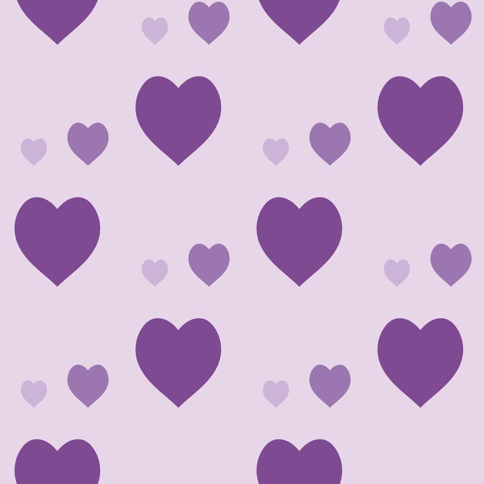 patrón impecable con simples corazones morados sobre fondo rosa claro. imagen vectorial vector