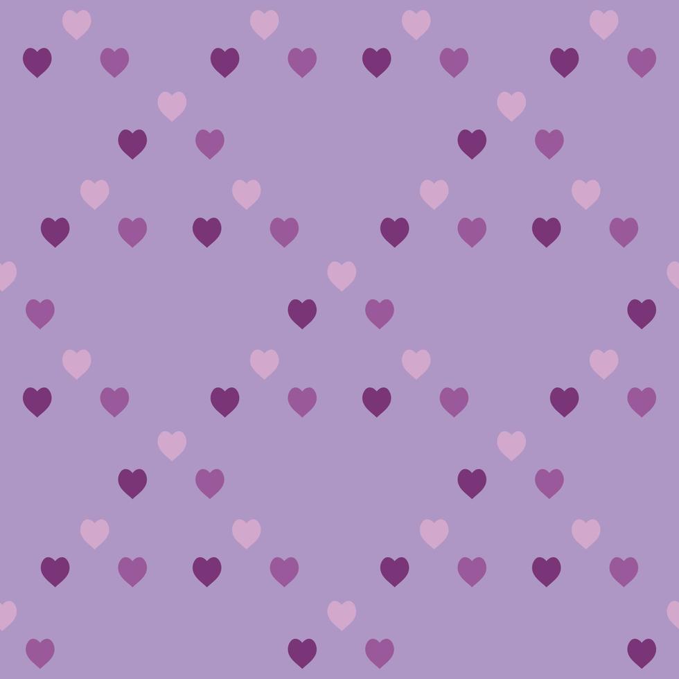 Seamless pattern with violet and pink hearts on lilac background. Vector image.