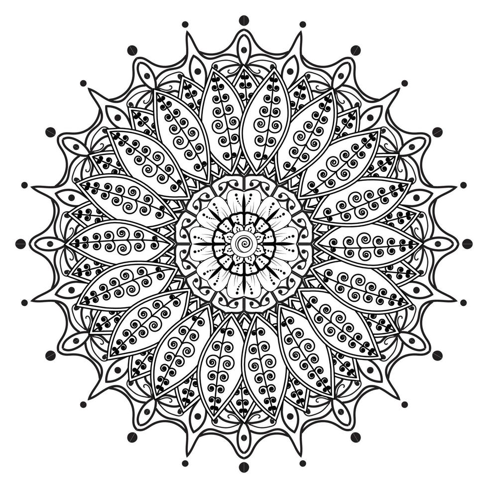 patrón circular en forma de mandala para henna, mehndi, tatuaje, decoración. adorno decorativo en estilo étnico oriental. página de libro para colorear. vector