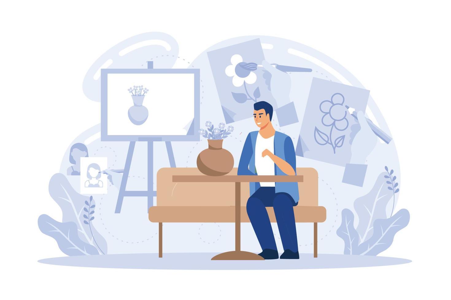 Drawing training flat vector modern illustration