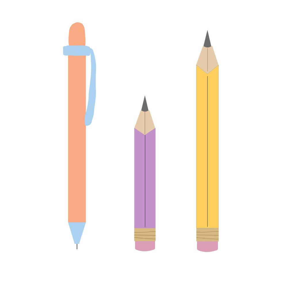 conjunto de ilustración vectorial de lápices, regreso a la escuela. papelería vectorial en estilo plano vector