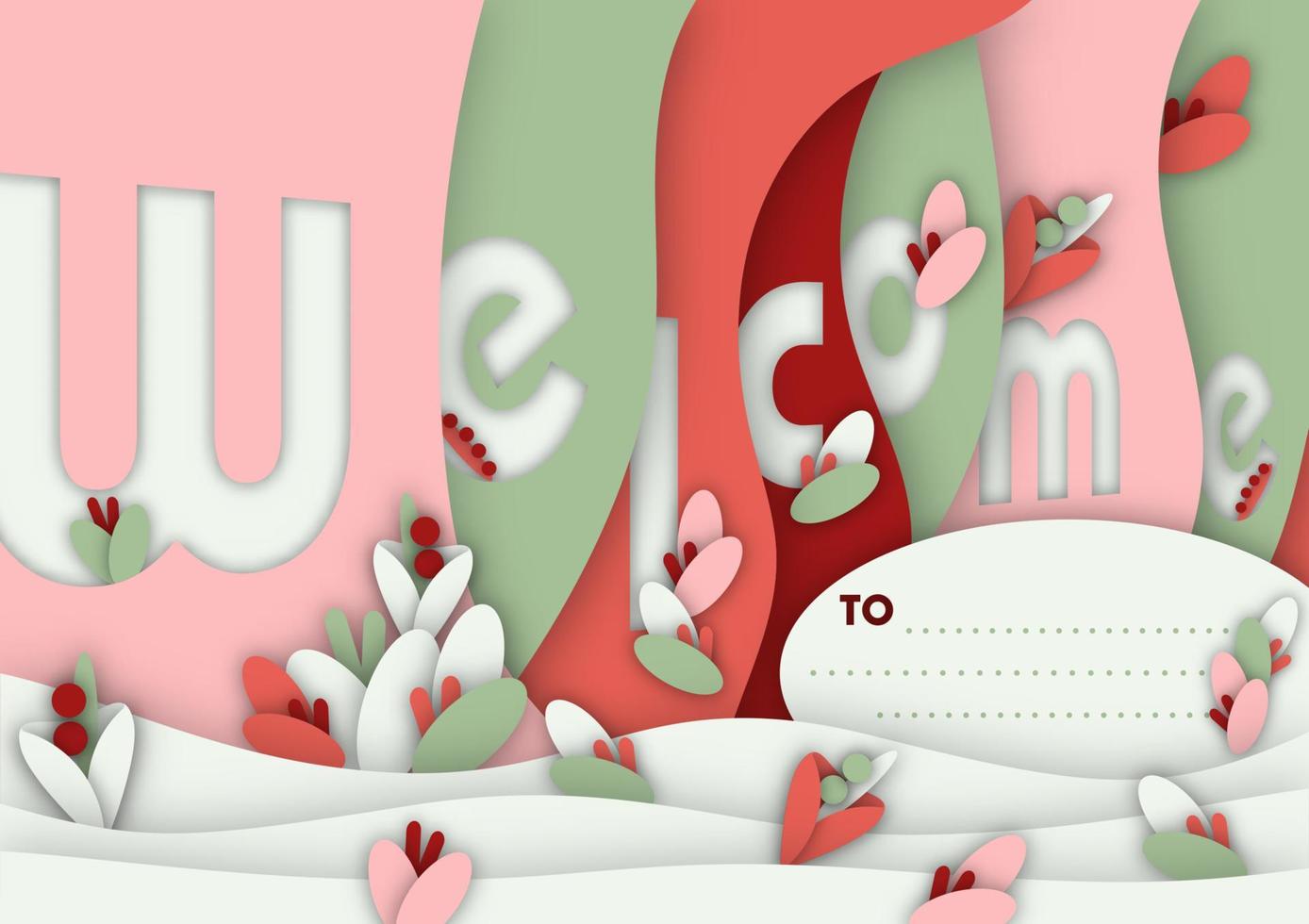Papercut welcom background Digital craft style paper, posters, vector EPS10 illustration 012