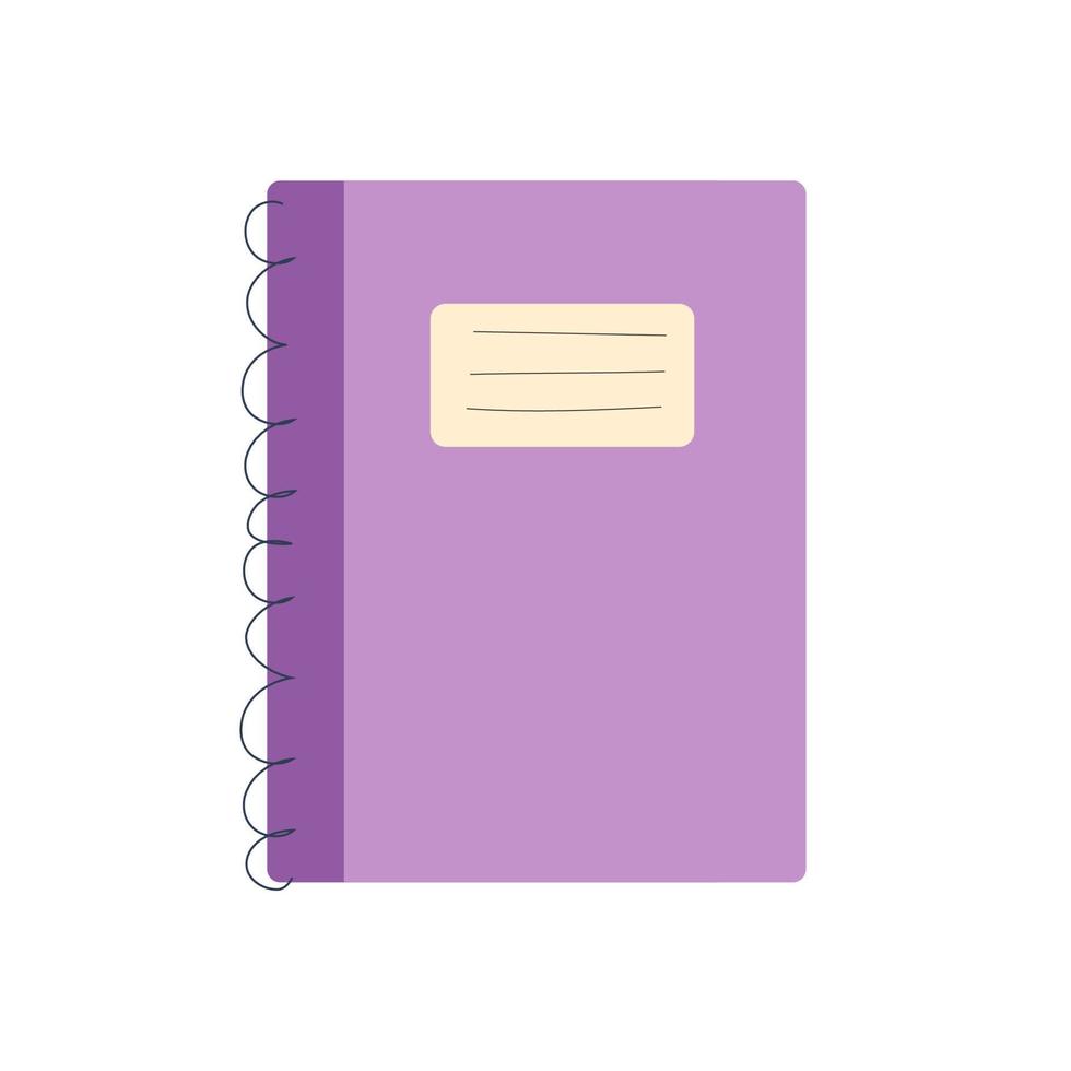 vector illustration of a purple notepad, back to school. Vector stationery in flat style