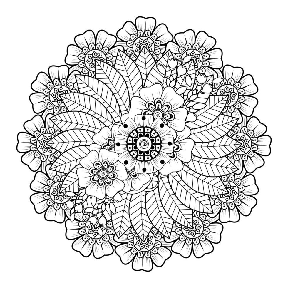 Circular pattern in form of mandala for Henna, Mehndi, tattoo, decoration. Decorative ornament in ethnic oriental style. Coloring book page. vector