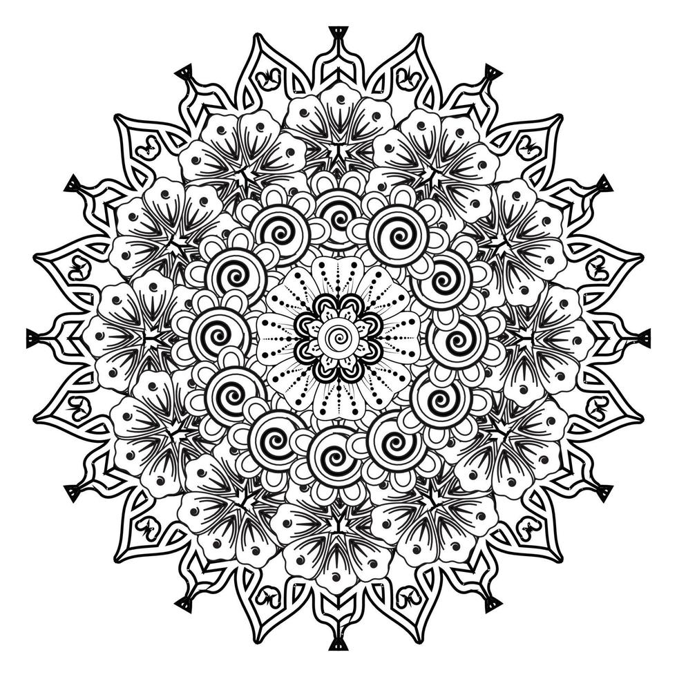 Circular pattern in form of mandala for Henna, Mehndi, tattoo, decoration. Decorative ornament in ethnic oriental style. Coloring book page. vector