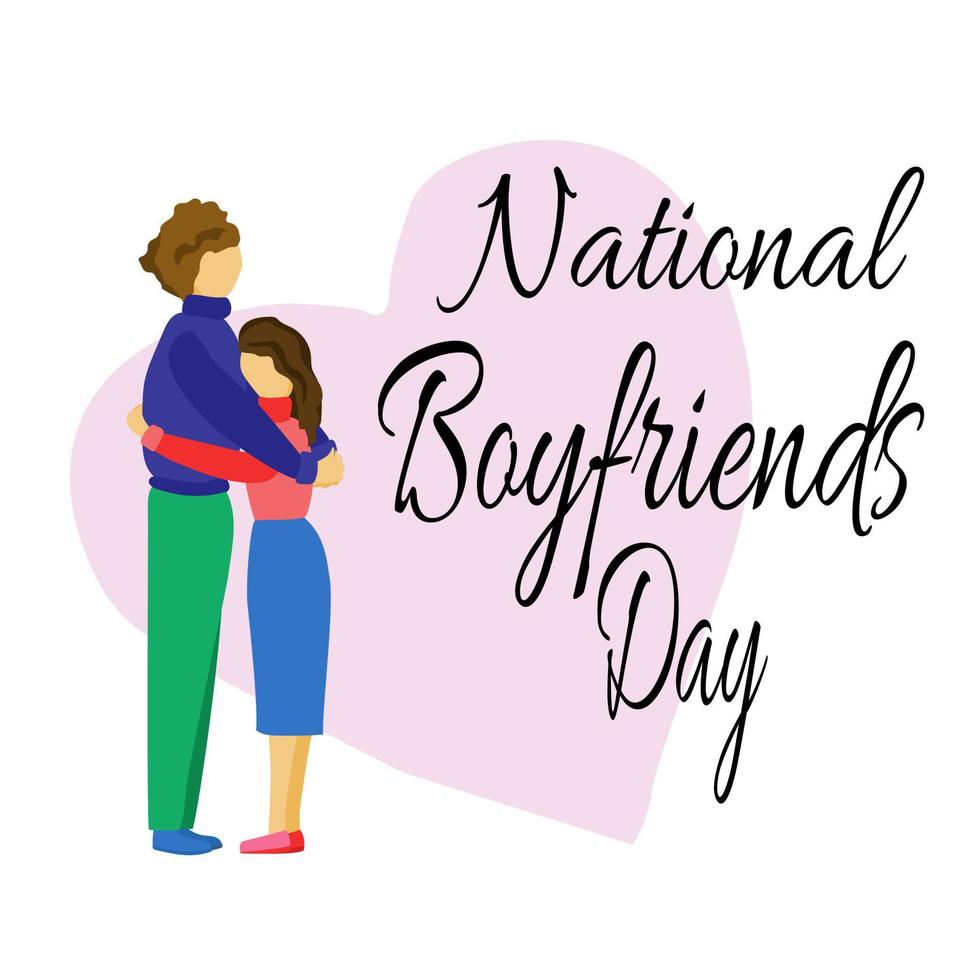 National Boyfriends Day, idea for poster, banner or holiday card, hugging couple vector