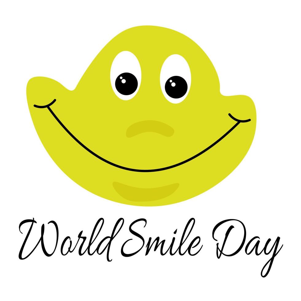World Smile Day, idea for poster, banner or postcard, smiling face in yellow vector