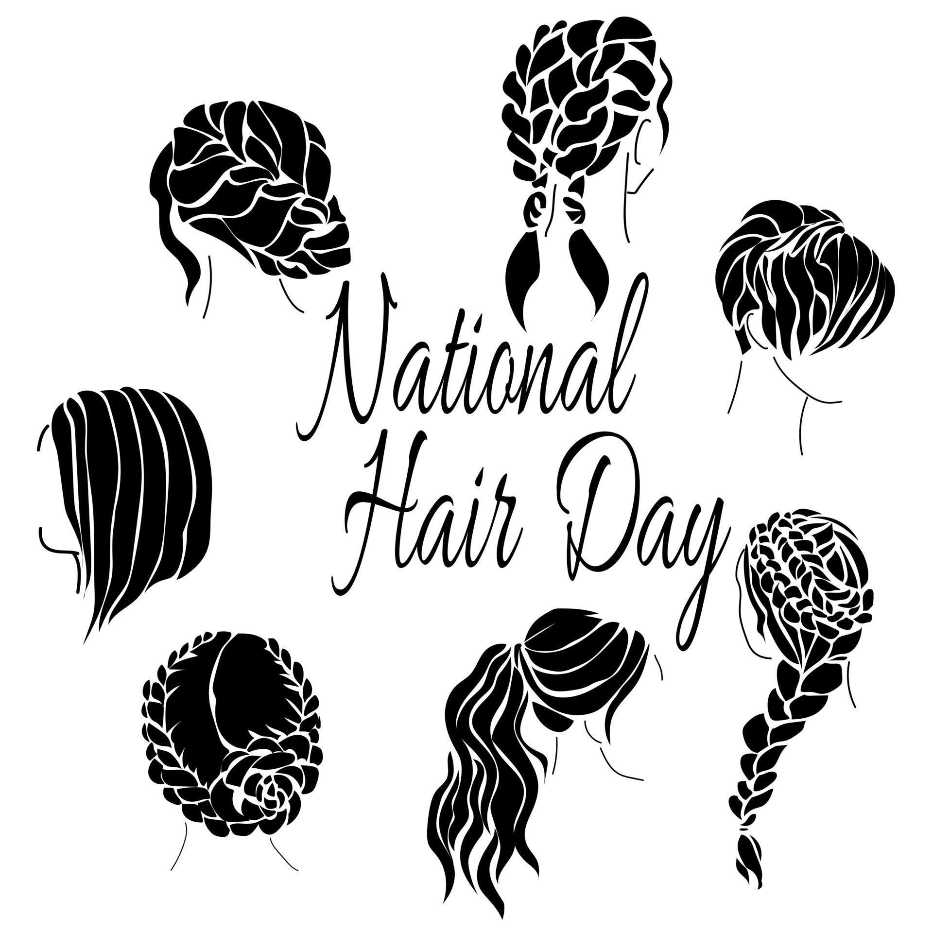 National Hair Day, idea for a poster, banner or booklet, a set of