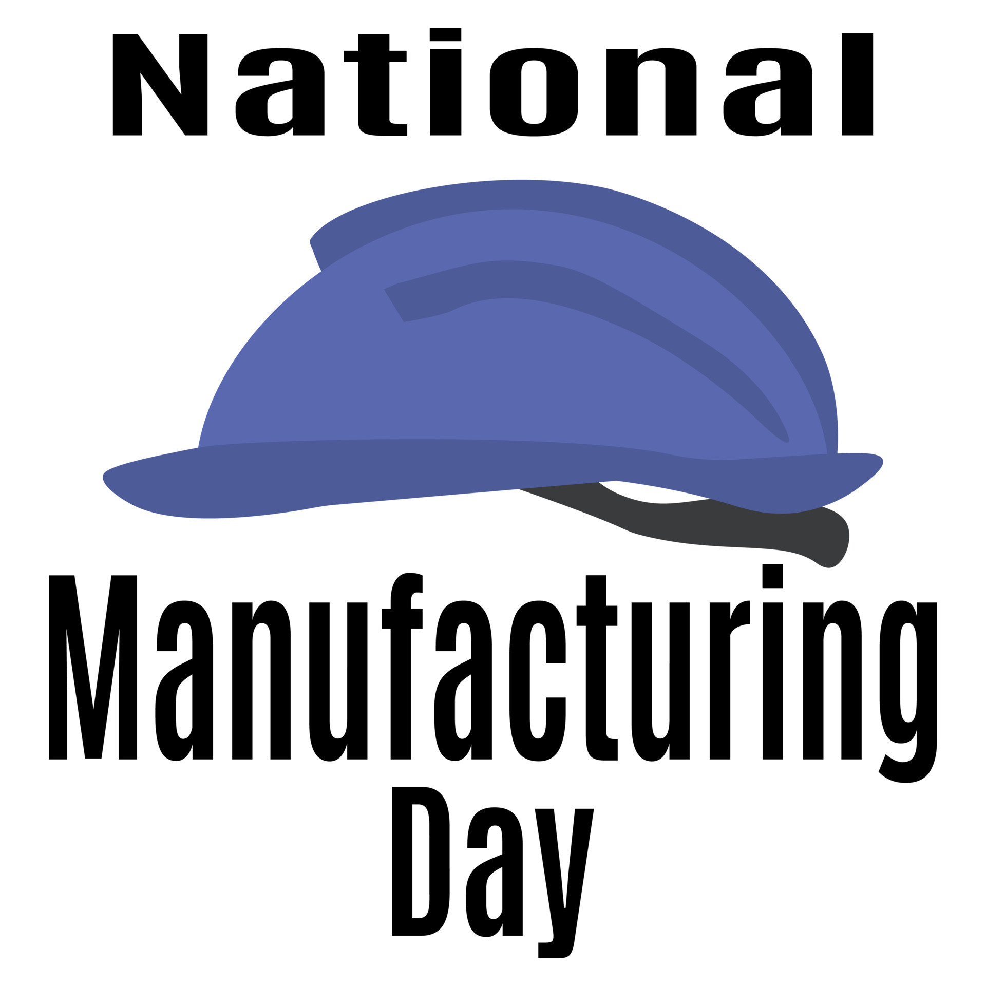 National Manufacturing Day, idea for poster, banner or postcard, blue