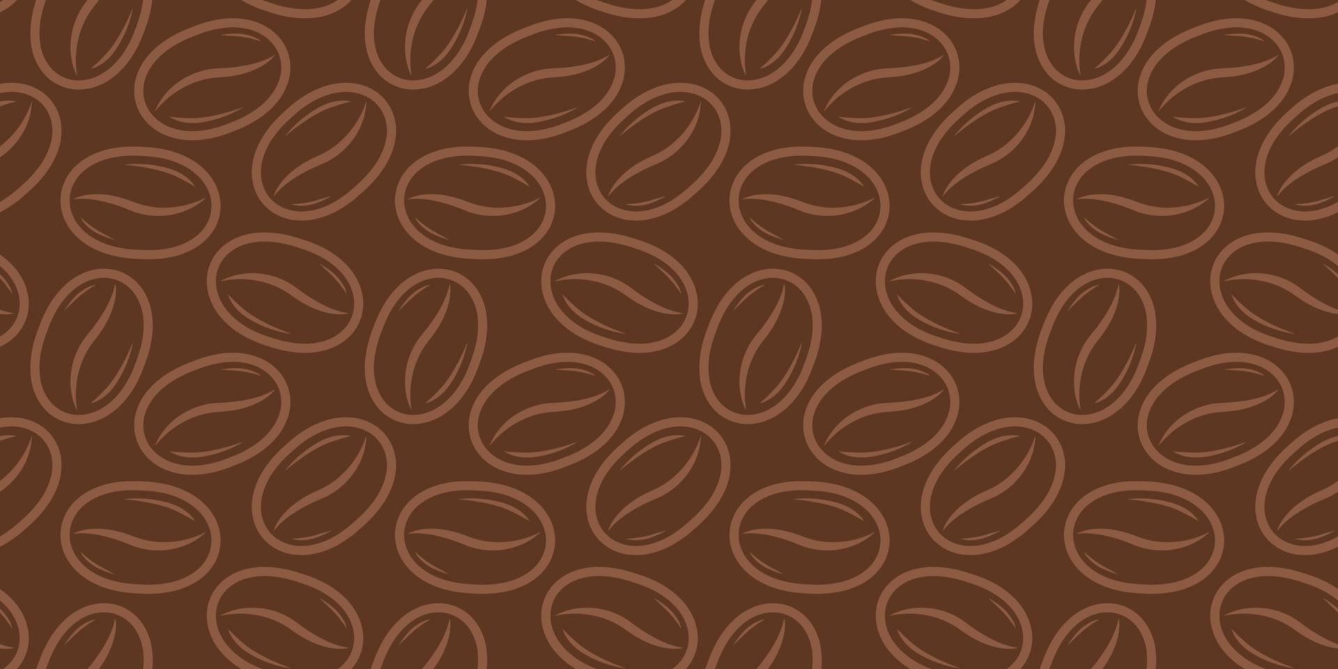 Vector seamless pattern with coffee beans on beige background in retro style.