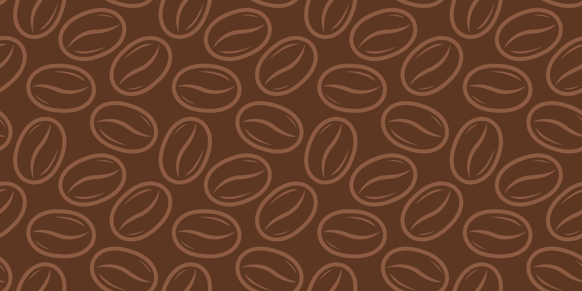 patrón vectorial sin costuras con granos de café sobre fondo beige en estilo retro. vector