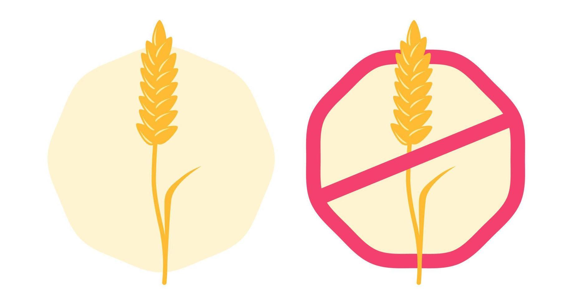conjunto de vectores iconos de espiga de trigo. ilustración de espiga de trigo. sin gluten