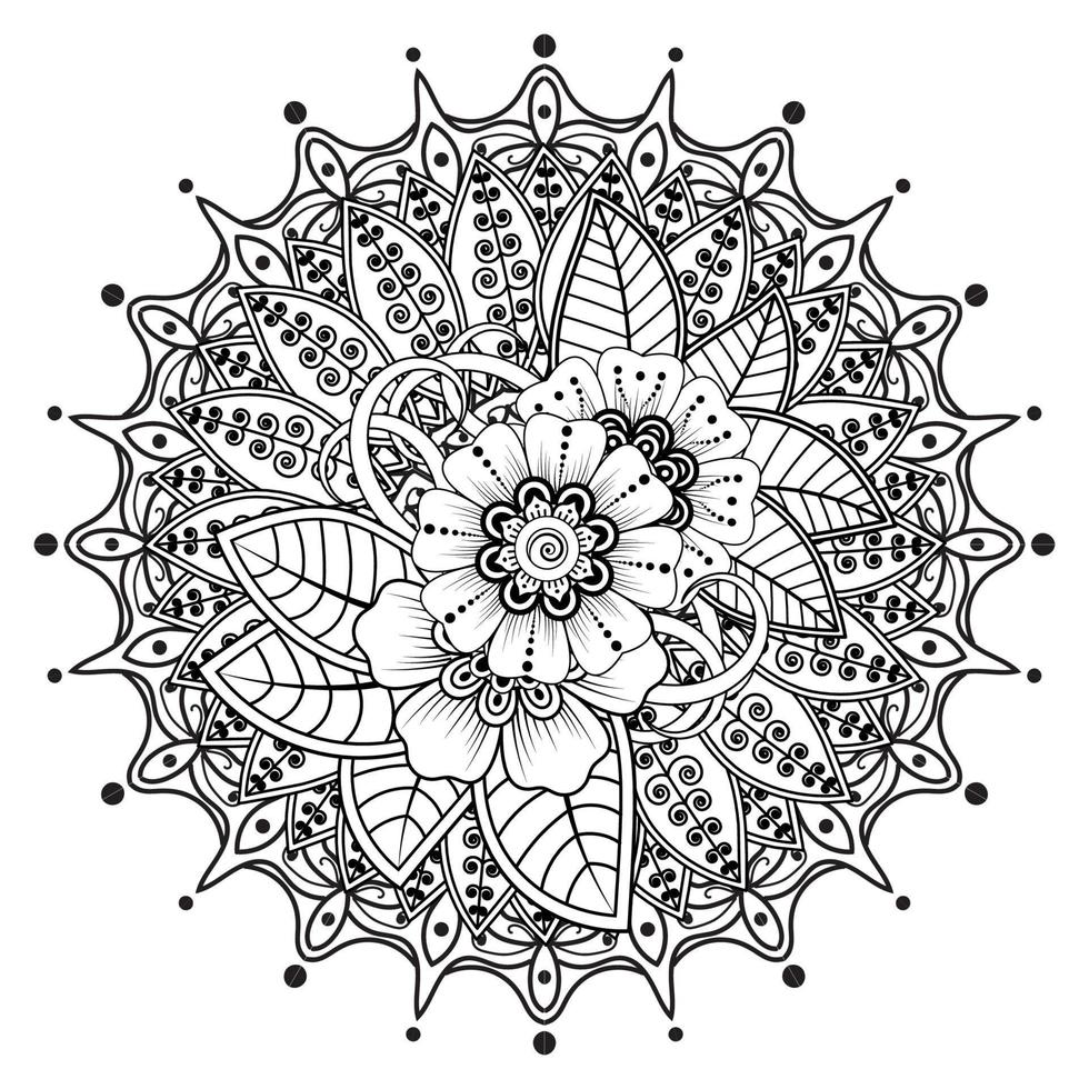 Circular pattern in form of mandala for Henna, Mehndi, tattoo, decoration. Decorative ornament in ethnic oriental style. Coloring book page. vector