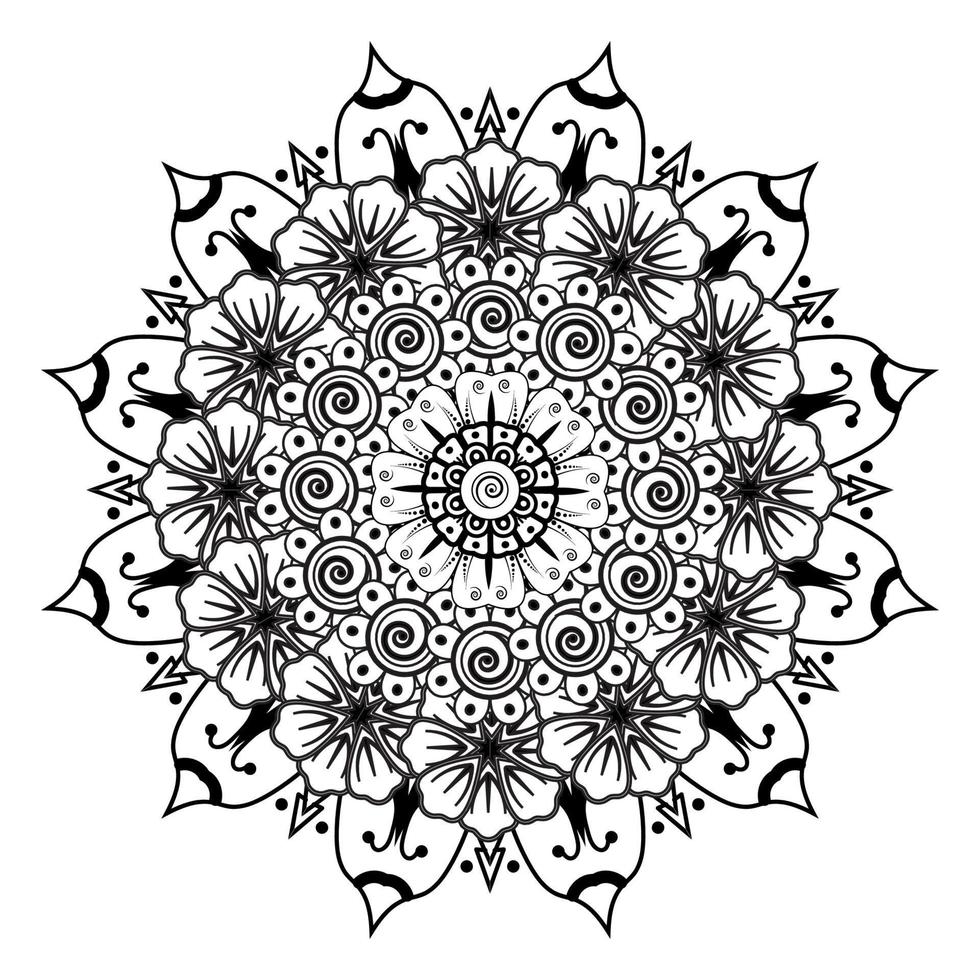 patrón circular en forma de mandala para henna, mehndi, tatuaje, decoración. adorno decorativo en estilo étnico oriental. página de libro para colorear. vector