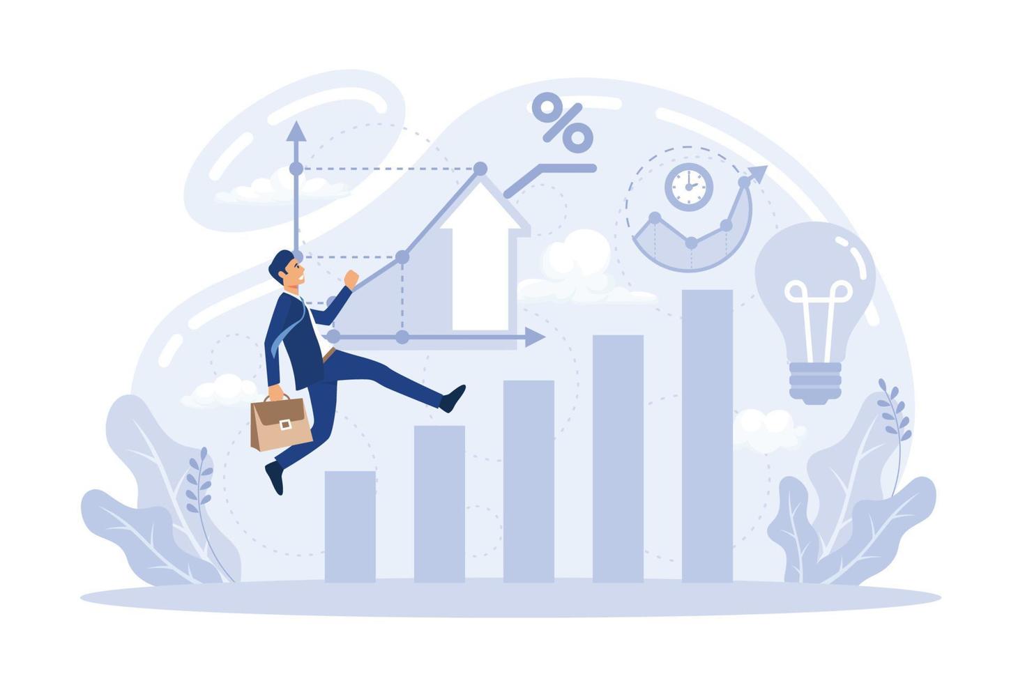 Development growth in business progress thin. Career concept for human resources management, helping employees to grow, work of hr, professional growth. flat vector modern illustration