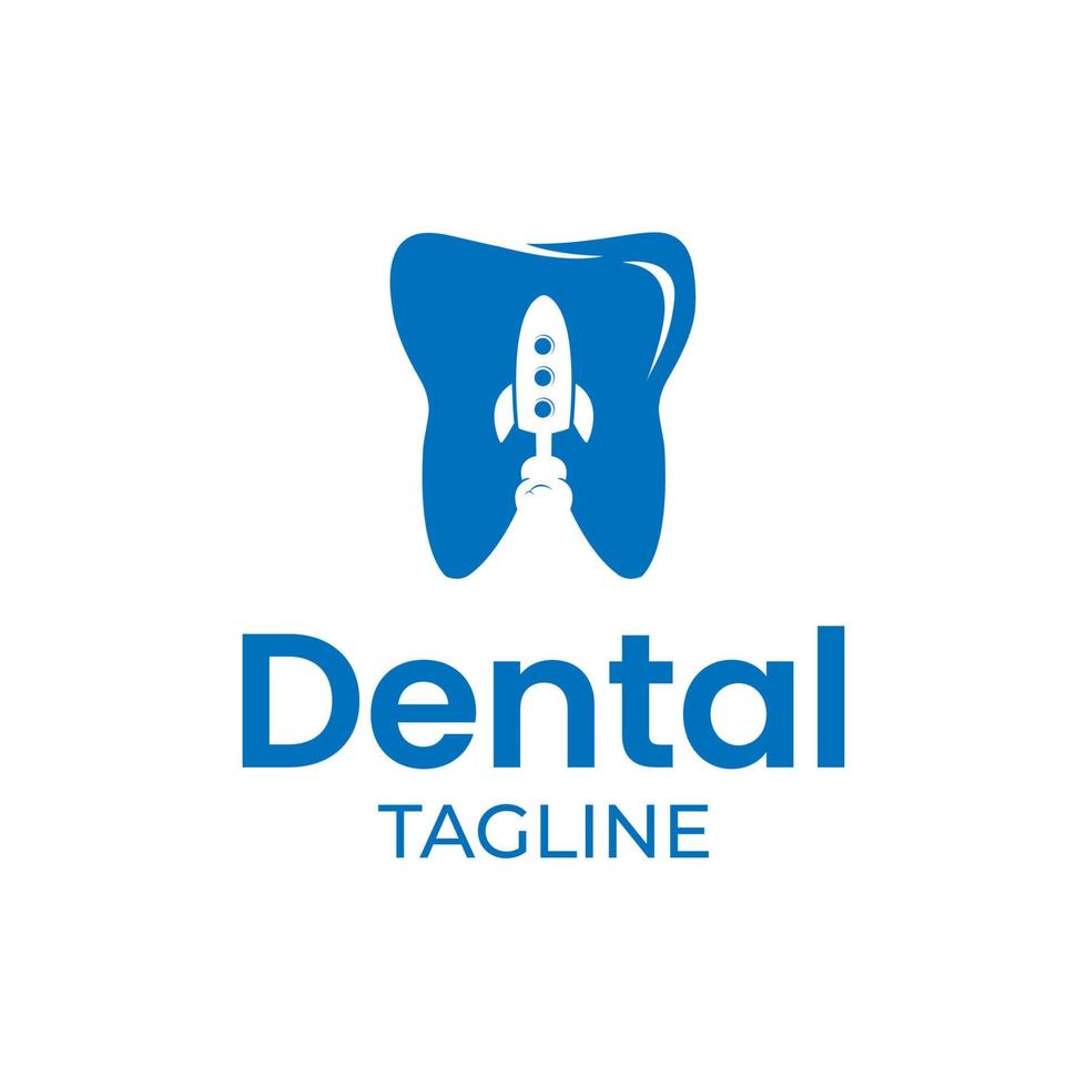 logotipo dental de cohete minimalista vector