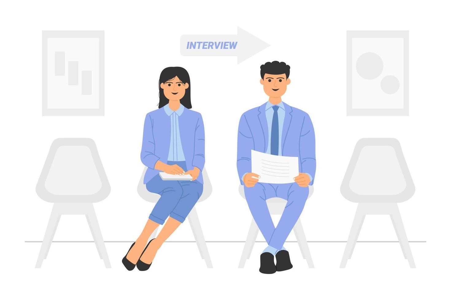 People waiting for job interview illustration vector