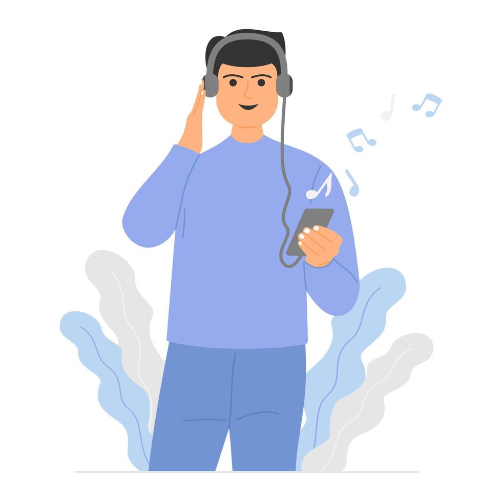 Man listening to music illustration vector