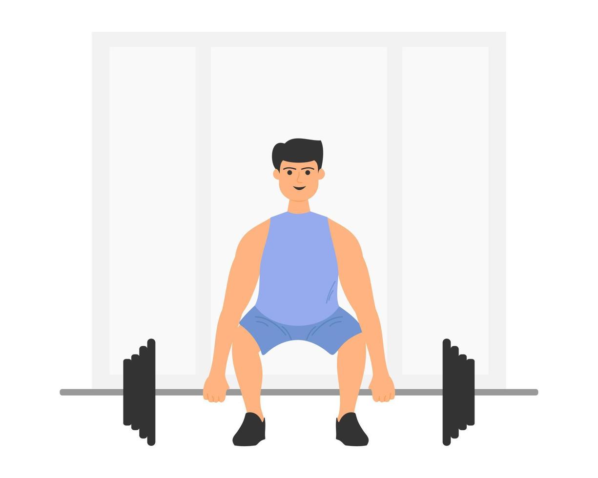 Man doing exercise in the gym vector