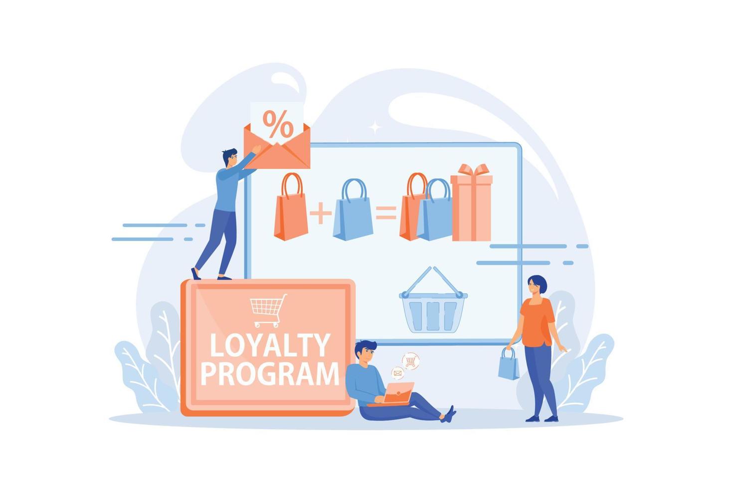 Shopping sale. Discount offer. Loyalty program. Customer attraction marketing. Sales promotion, creative retail promotion, boost your sales concept. flat vector modern illustration