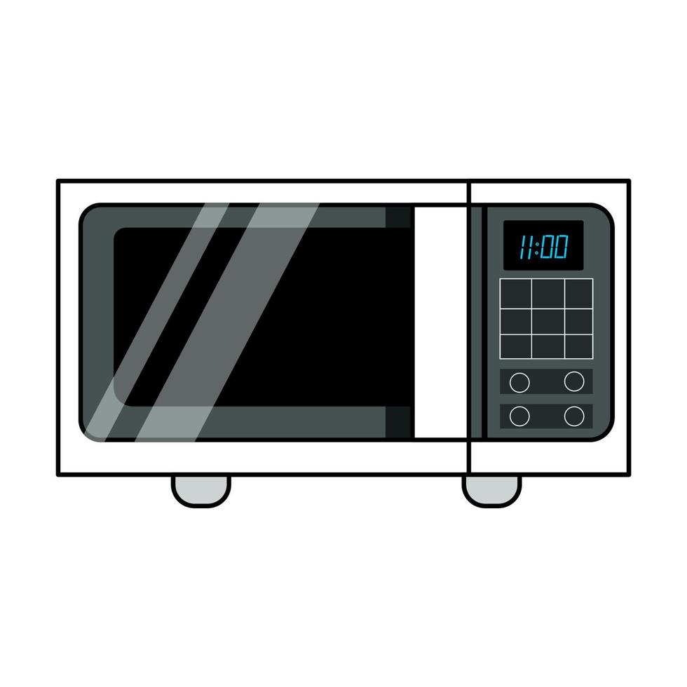 horno de microondas blanco al estilo de dibujos animados planos. ilustración vectorial vector