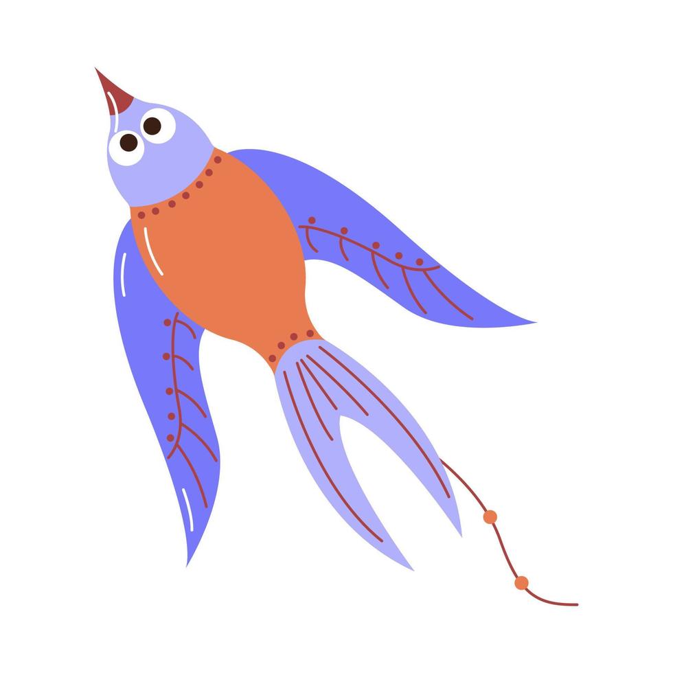 icono de juguete de cometa de pájaro lindo en estilo de dibujos animados. ilustración vectorial plana aislada sobre fondo blanco vector