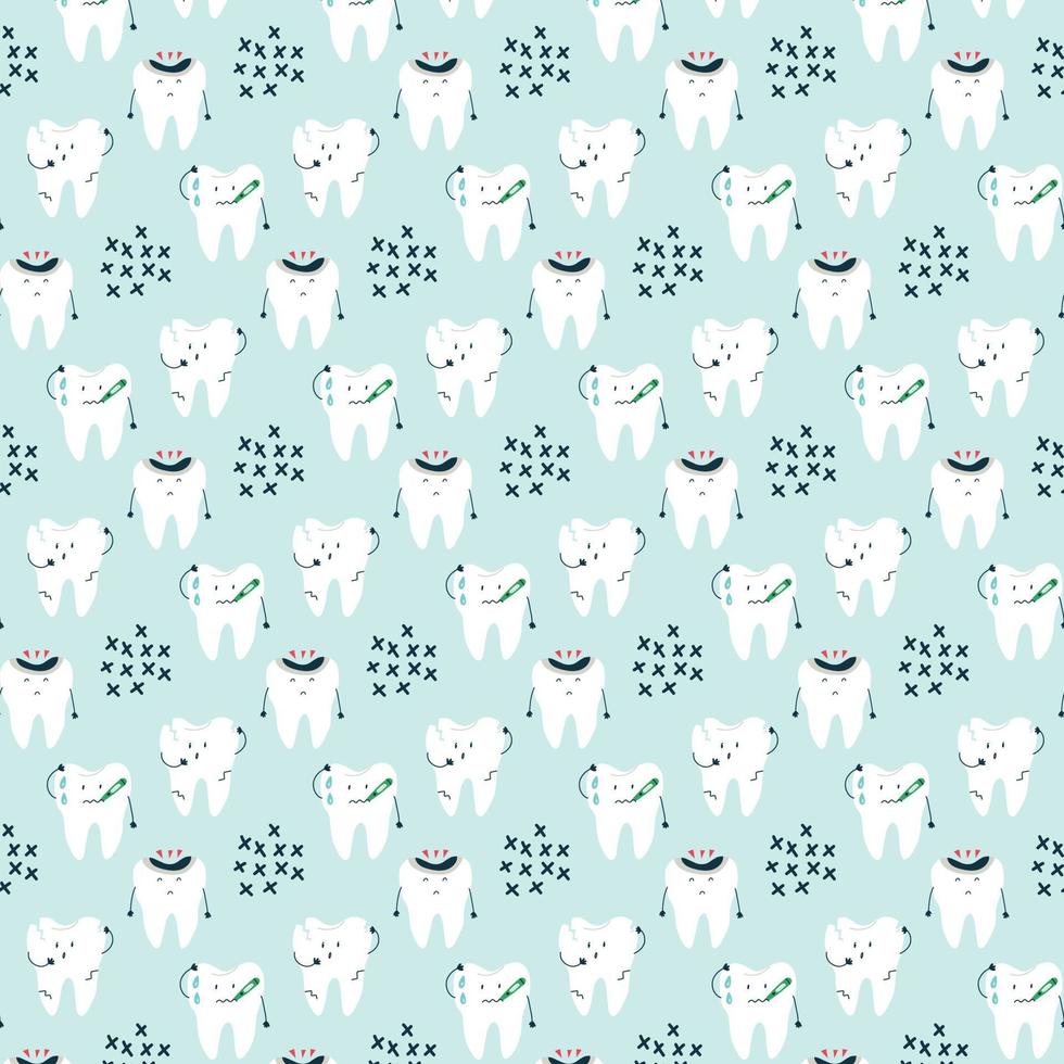 Pattern sick teeth with abstract crosses vector