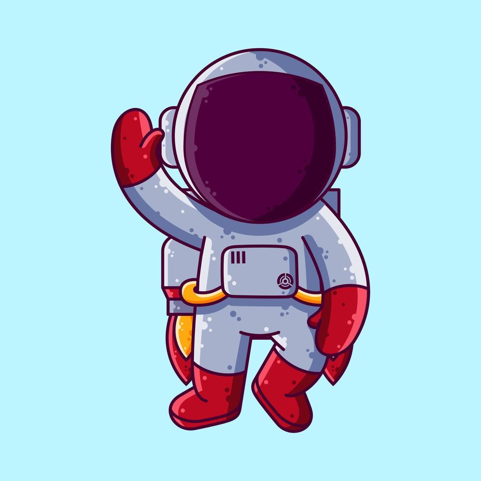 Cute Astronaut Flying with Jetpack Cartoon Vector Illustration. Cartoon Style Icon or Mascot Character Vector.