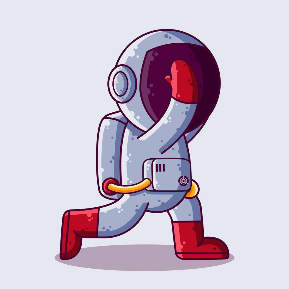 Cute Astronaut Stretching Cartoon Vector Illustration. Cartoon Style Icon or Mascot Character Vector.