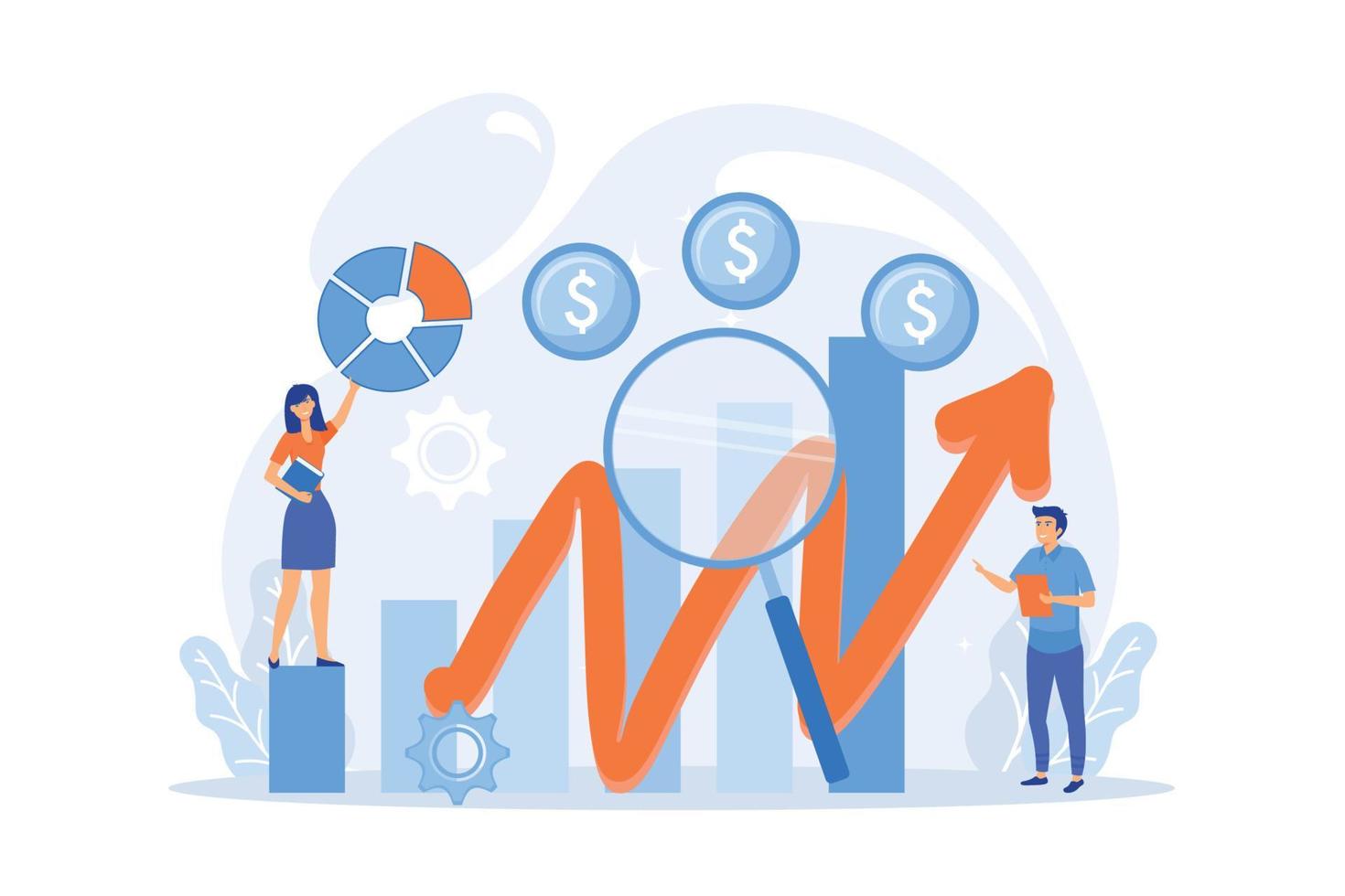 evaluación de la estrategia de desarrollo empresarial. análisis competitivo, fortalezas y debilidades de su competencia, concepto de plan de marketing de la empresa. ilustración moderna de vector plano