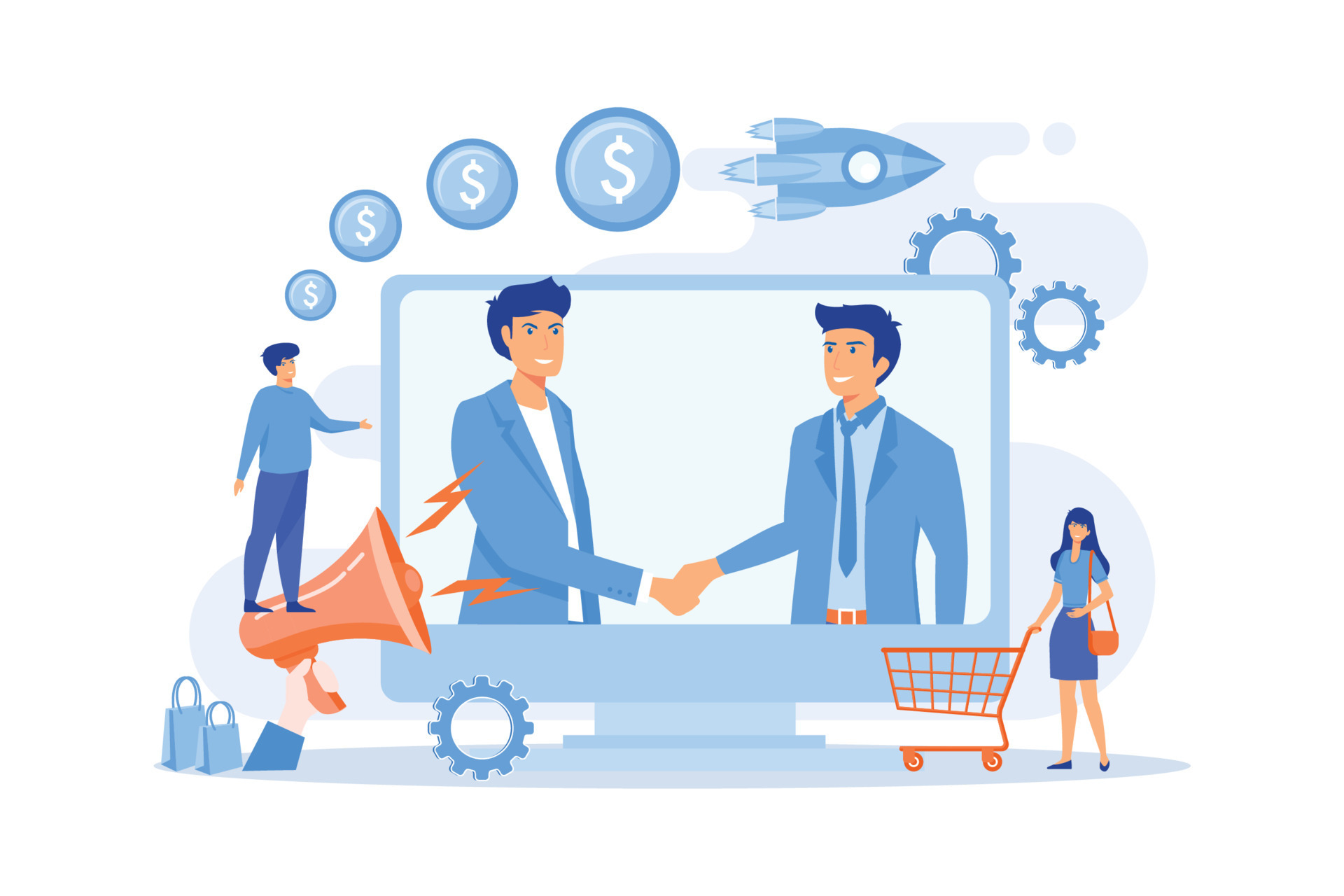 Profitable partnership, business partners cowork. Affiliate marketing ...