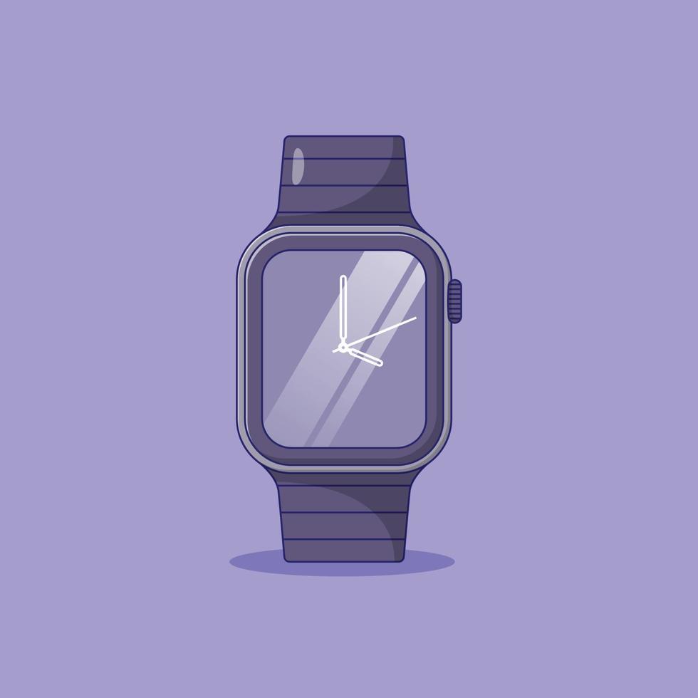 ilustración de icono de vector de reloj de pulsera con contorno para elemento de diseño, imágenes prediseñadas, web, página de destino, pegatina, banner. estilo de dibujos animados plana