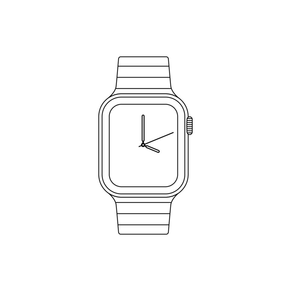 ilustración de icono de contorno de reloj de pulsera sobre fondo blanco vector