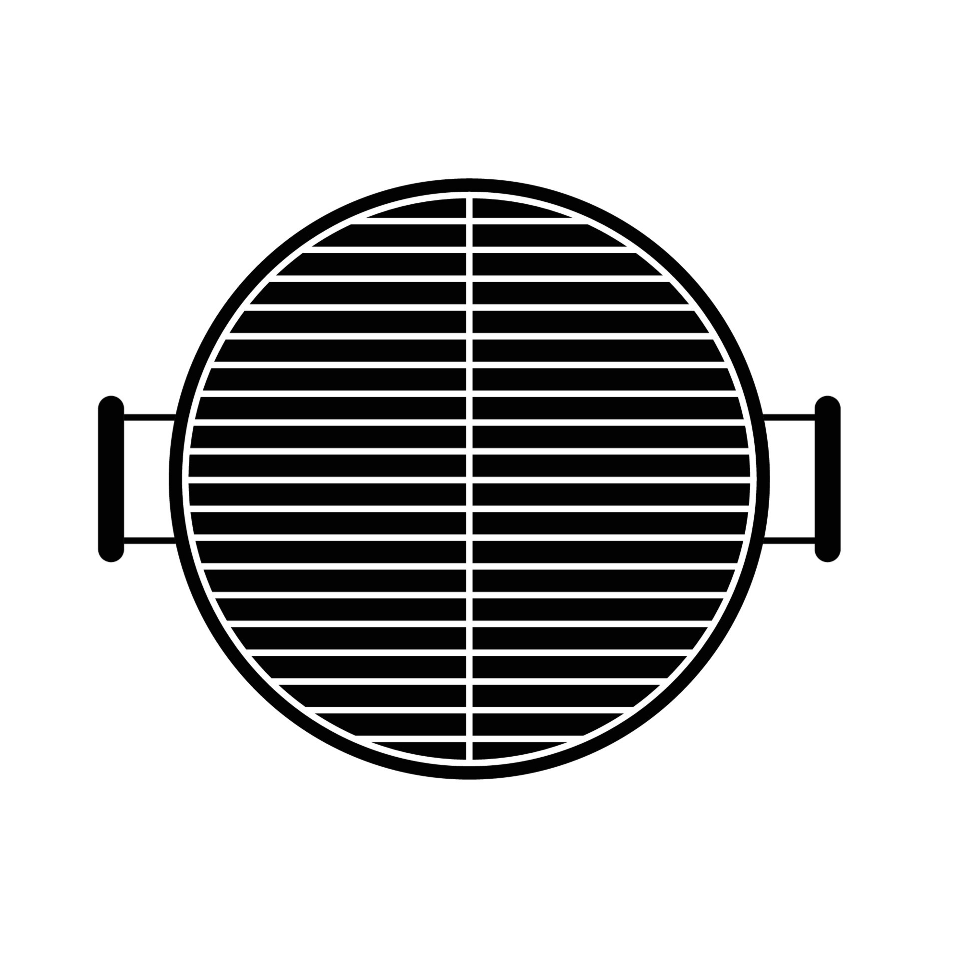 Round Barbeque Grill Silhouette. Black and White Icon Design Elements