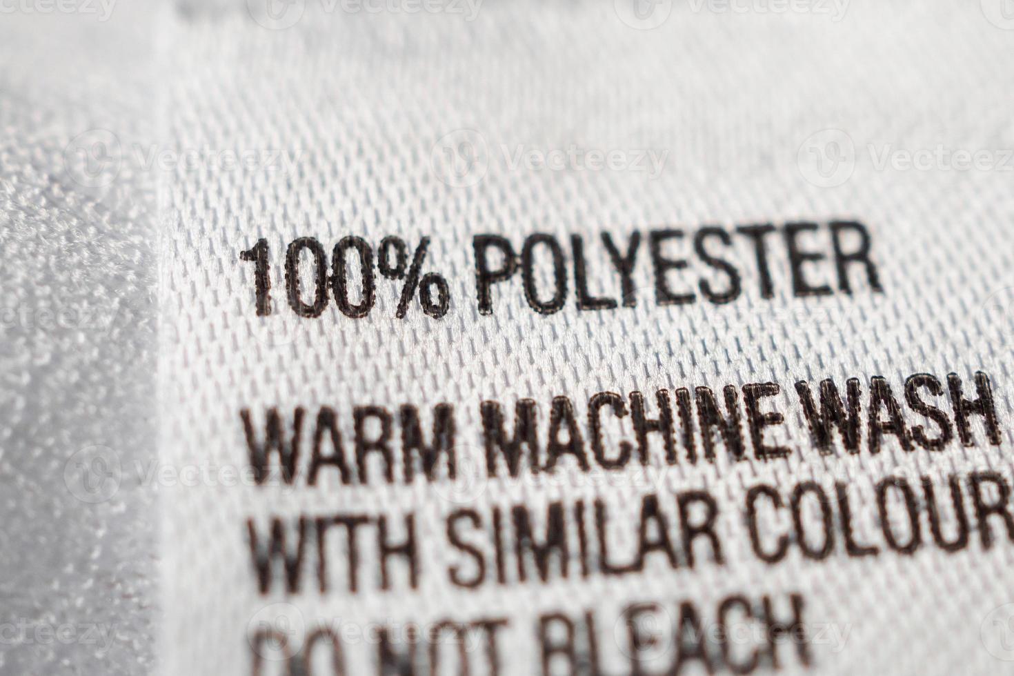 Polyester fabric Clothing label with laundry instructions photo