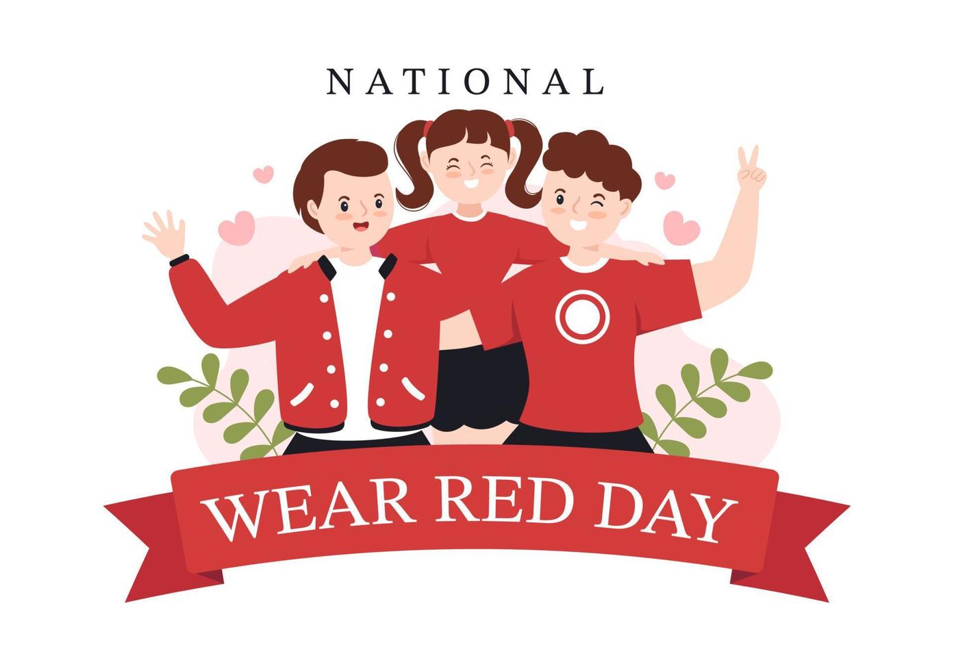 National Wear Red Day on February 7th Template Hand Drawn Cartoon Flat Illustration to inform Womens Heart Disease Design vector