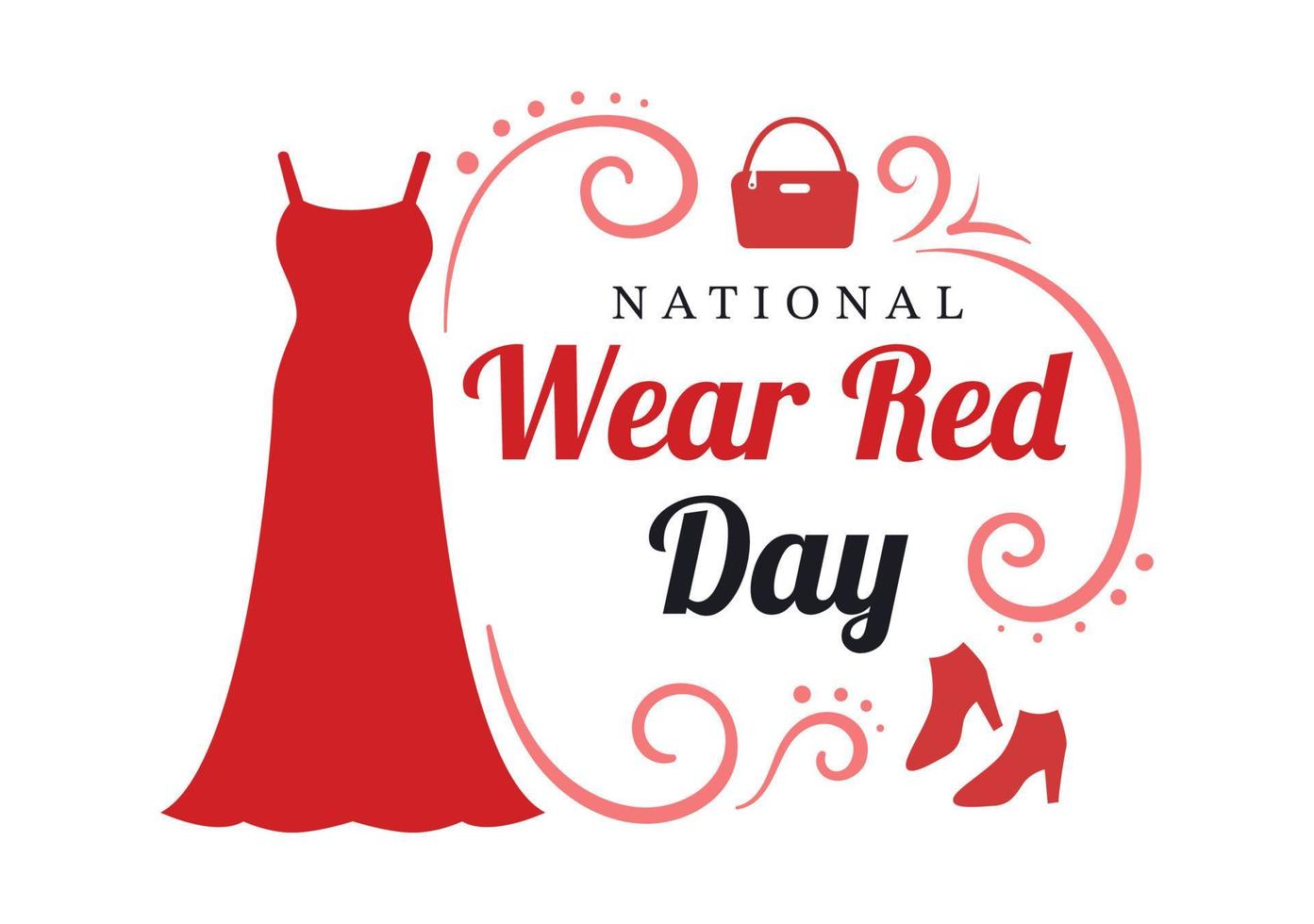 National Wear Red Day on February 7th Template Hand Drawn Cartoon Flat Illustration to inform Womens Heart Disease Design vector