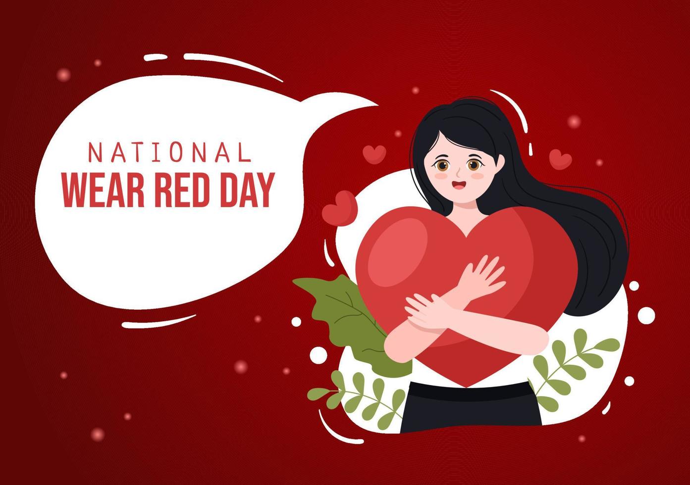 National Wear Red Day on February 7th Template Hand Drawn Cartoon Flat Illustration to inform Womens Heart Disease Design vector