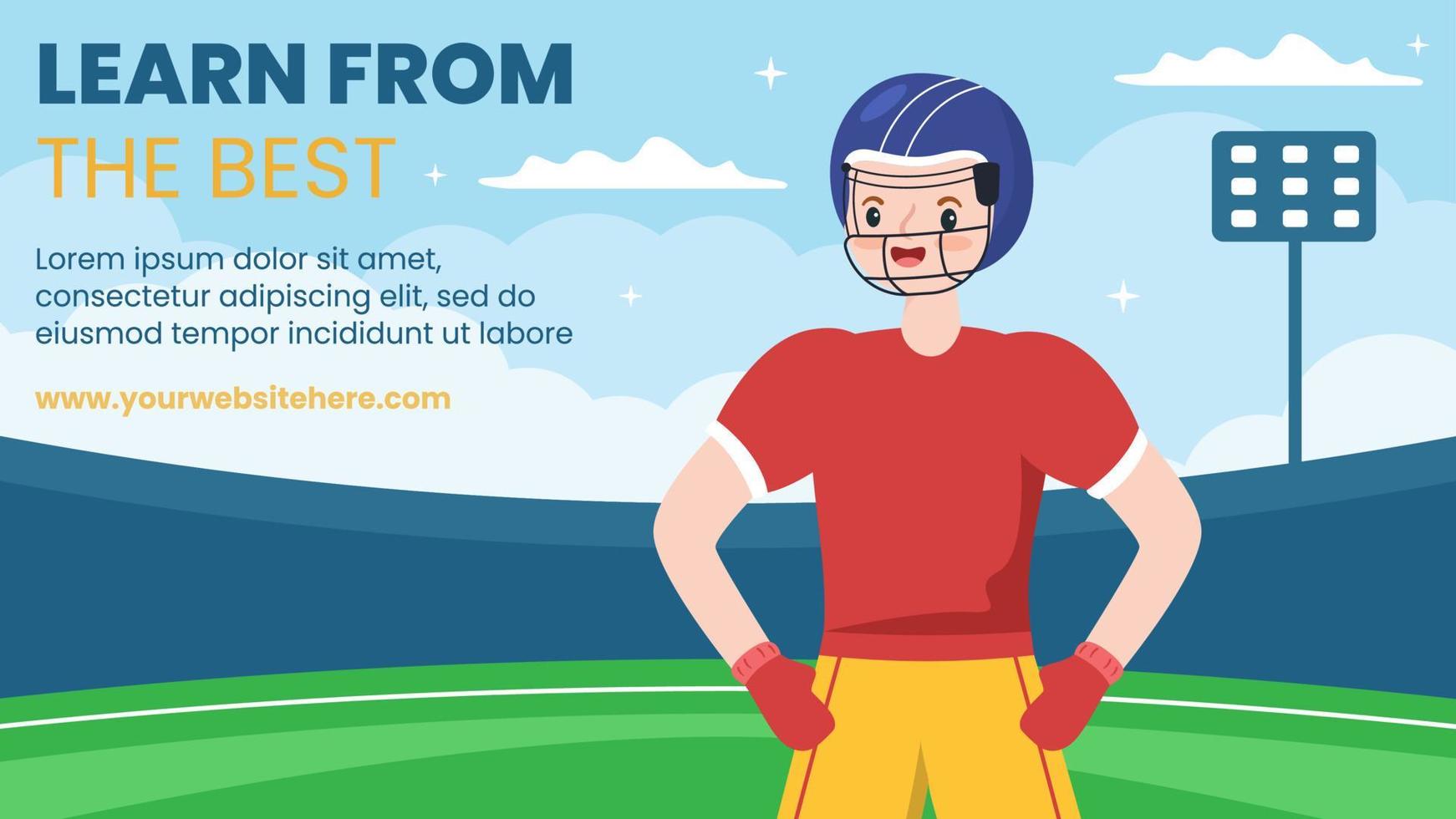 American Football Sports Player Background Template Hand Drawn Cartoon Flat Illustration vector