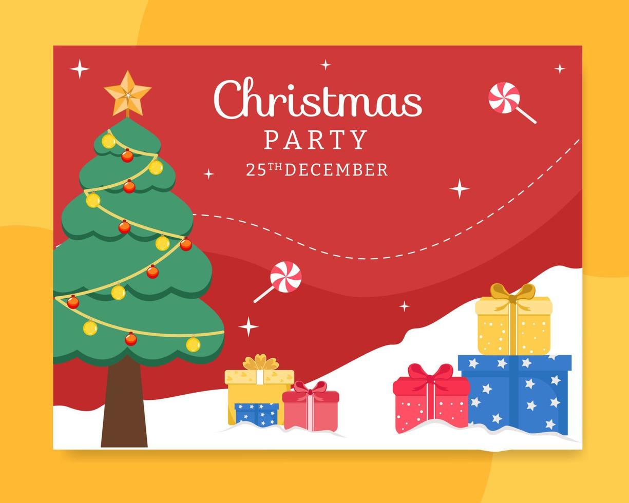 Merry Christmas Photocall Template Hand Drawn Cartoon Flat Illustration vector