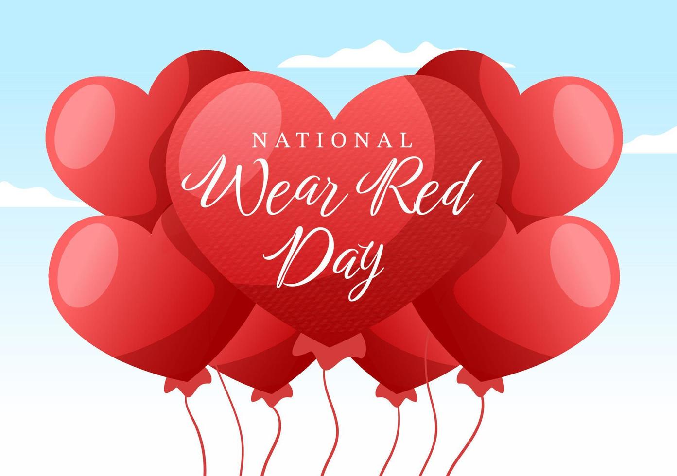 día nacional de uso rojo el 7 de febrero plantilla dibujada a mano ilustración plana de dibujos animados para informar el diseño de enfermedades cardíacas de las mujeres vector