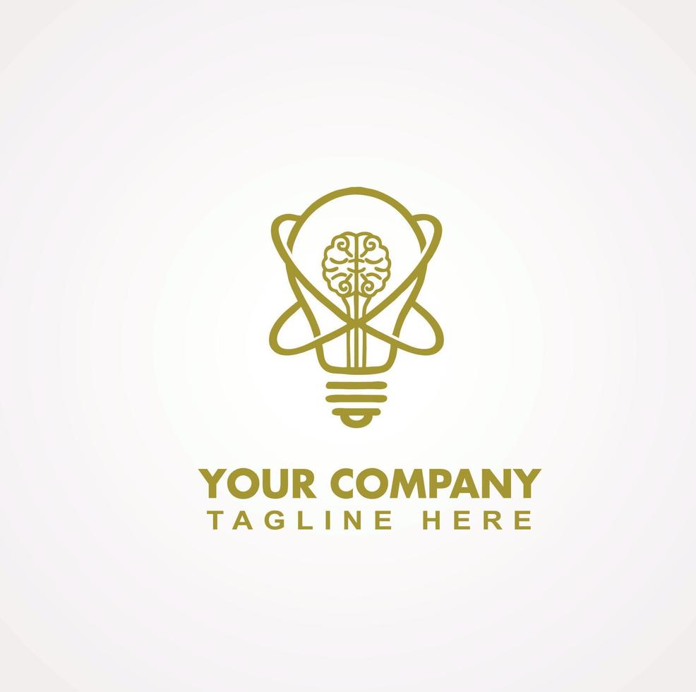 brain lamp logo vector illustration template
