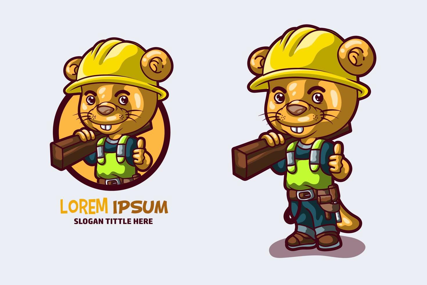 bear worker team character vector