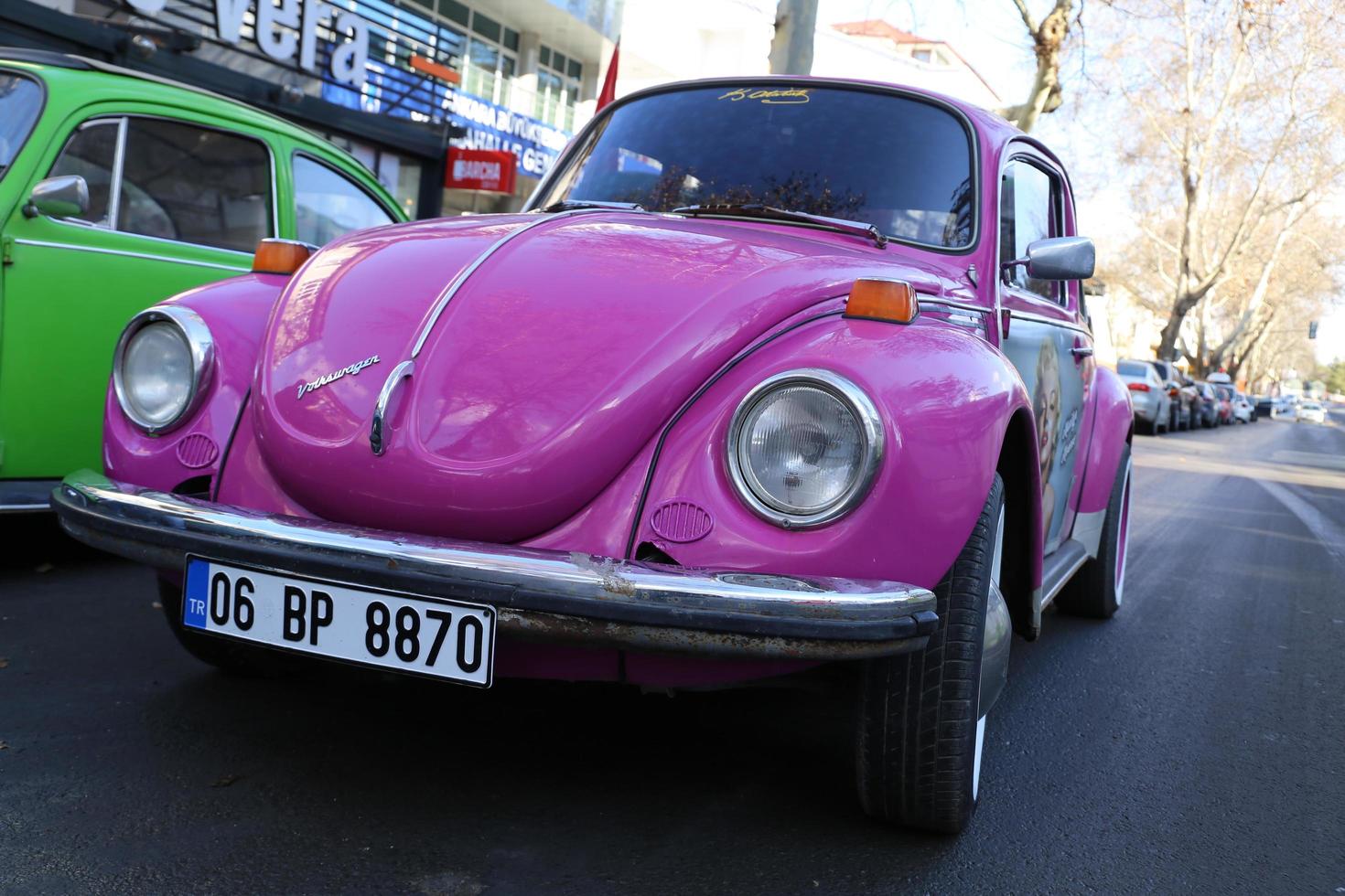 pink car cars volkswagen classic stock photo