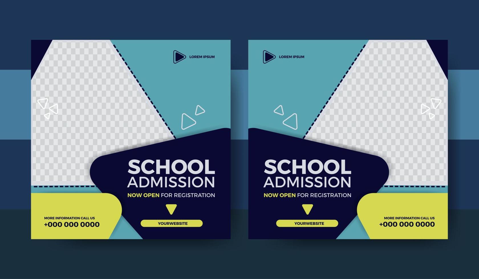 School Admission Social Media Template vector