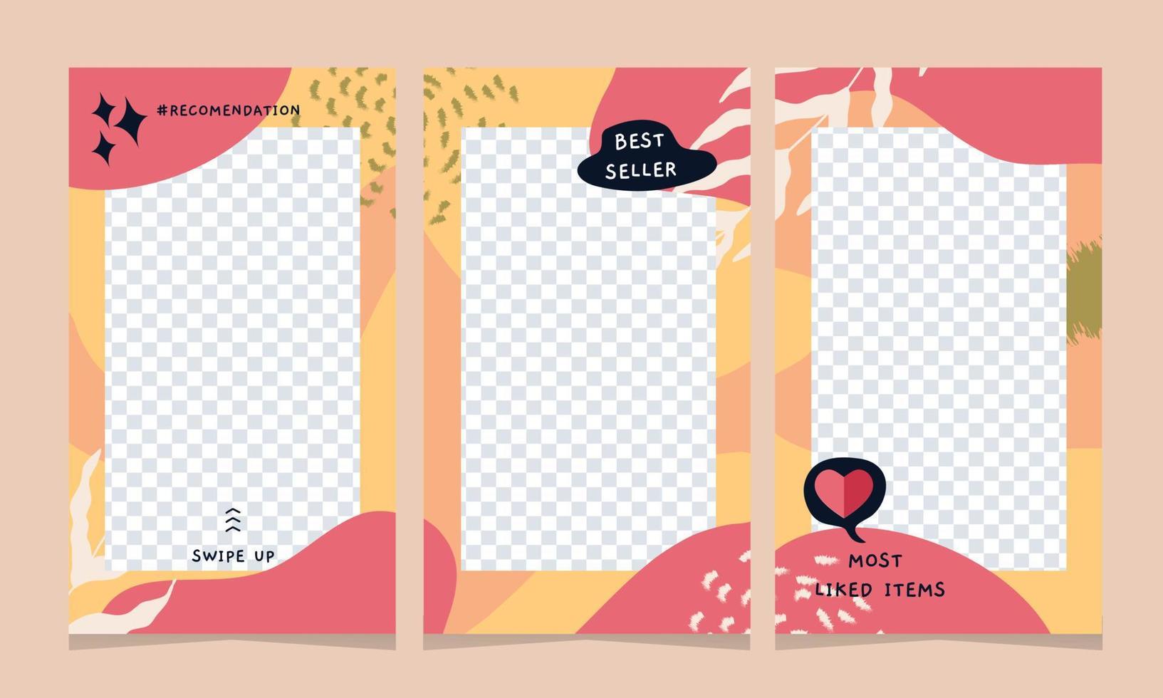Social media stories template. organic design in pastel colours vector