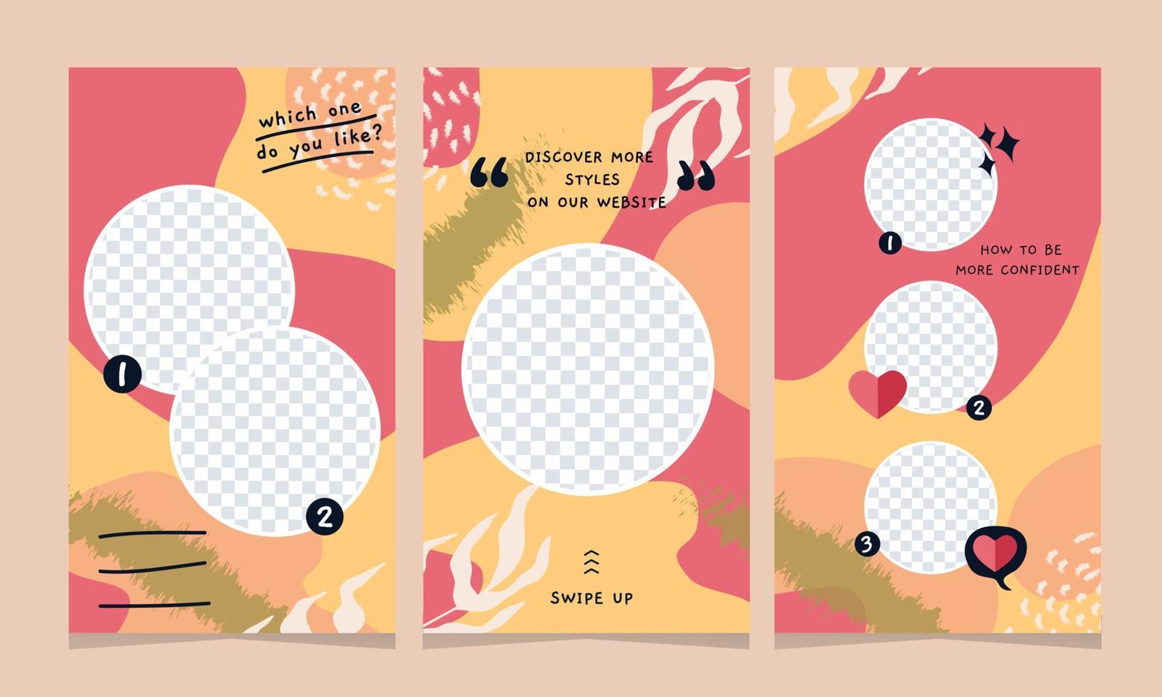 Social media stories template. organic design in pastel colours vector