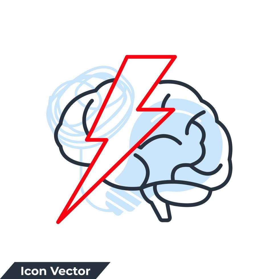 brainstorm icon logo vector illustration. Brain With Thunder symbol template for graphic and web design collection