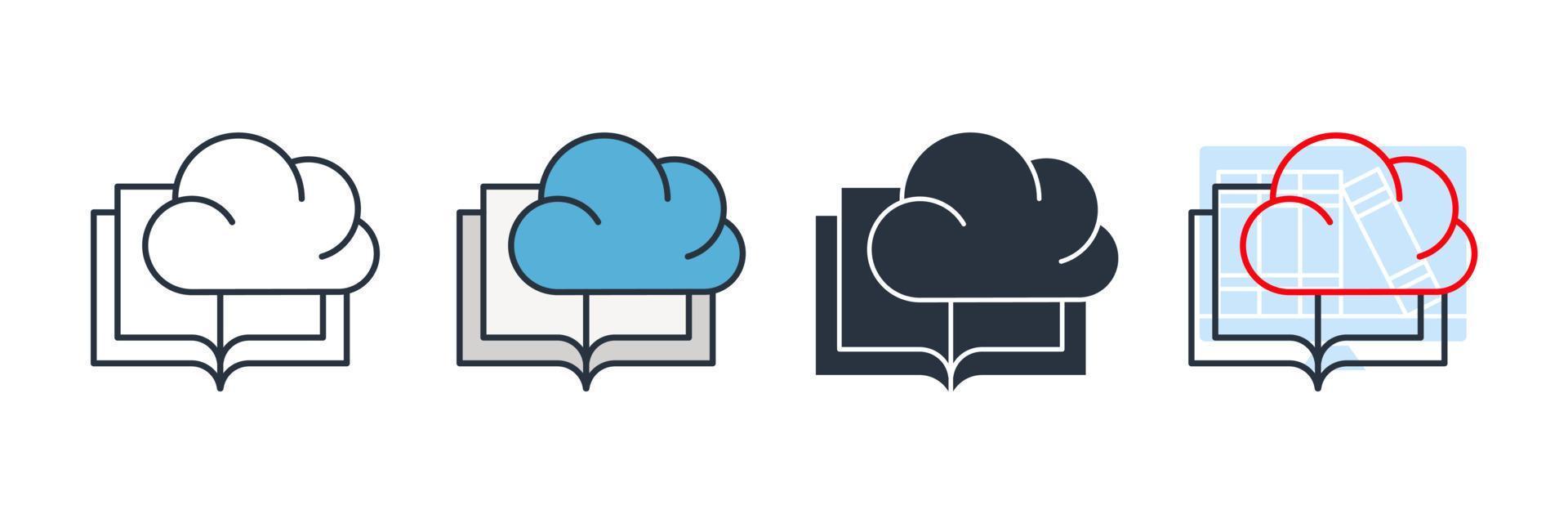 book is in the cloud icon logo vector illustration. Library cloud .digital library symbol template for graphic and web design collection