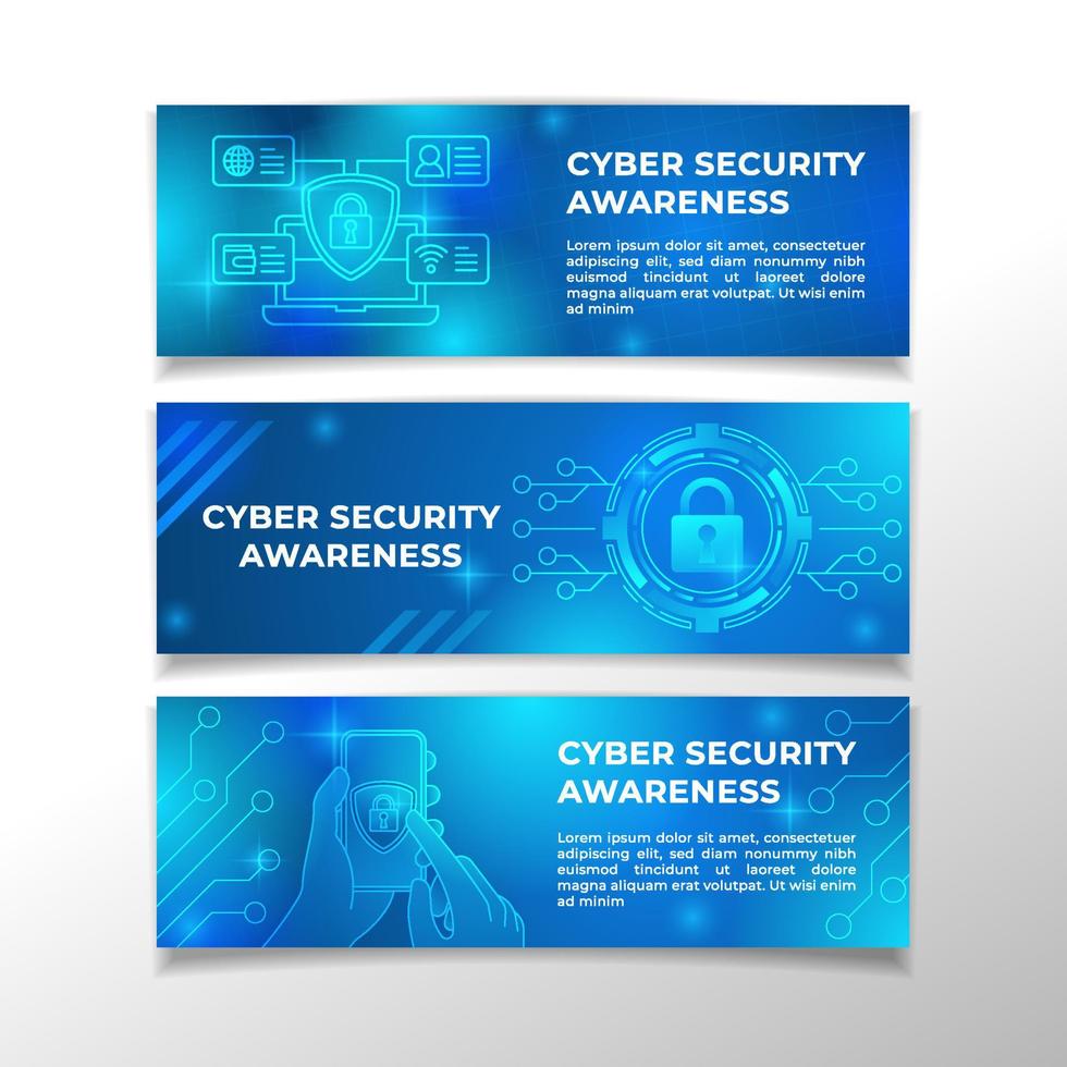 Cyber Security Awareness Banner Set vector